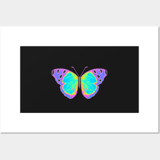 Holographic Pink and Turqoise Butterfly Posters and Art